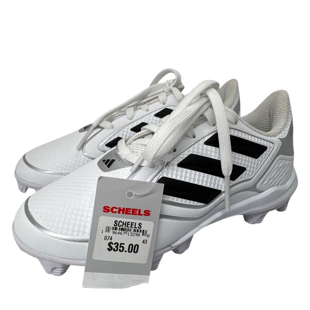 Adidas PureHustle cleats soccer shoes white with black kids size us 1.5